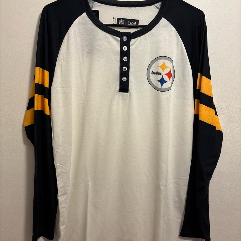 NFL Team Apparel Pittsburgh Steelers Long Sleeve Tee - Black, White, Yellow